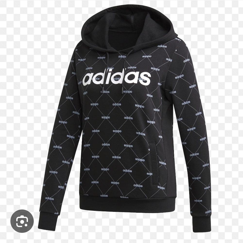 Adidas Women's Black Patterned Hoodie